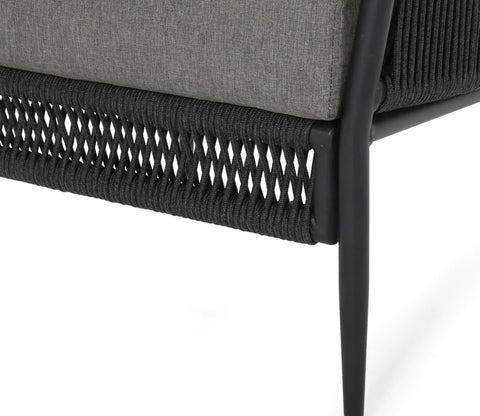 Black Rope 2 Seater Chair Set With Grey Cushions