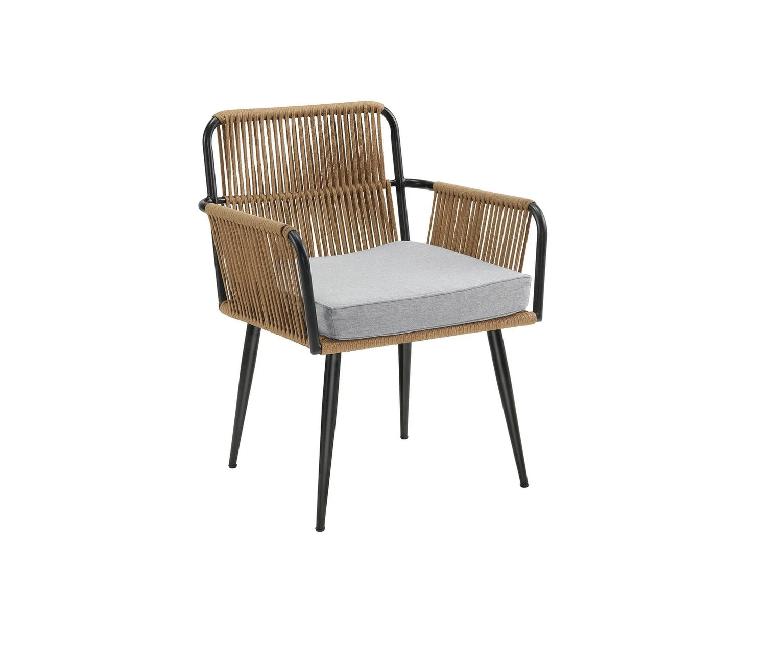 Beige Rope 2 Seater Chair Set With Grey Cushions