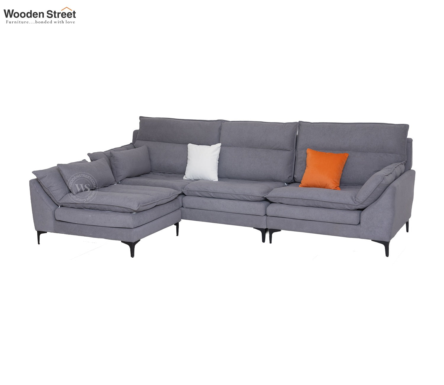 Arnett Premium L shape Fabric Sofa (Grey)