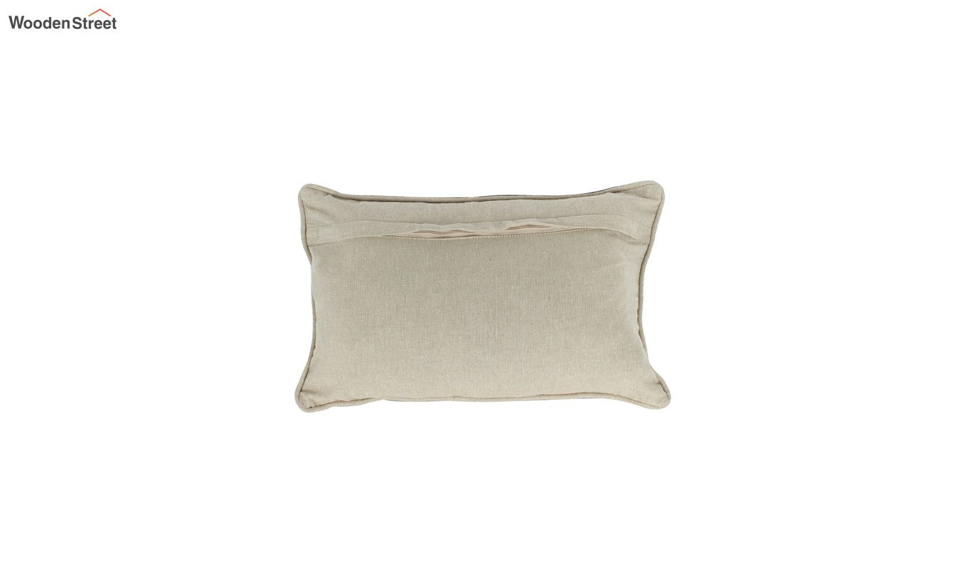 Multicolor Embroidered Cotton Cushion Cover - Set of 1 (20 x 12 inch, Blue)