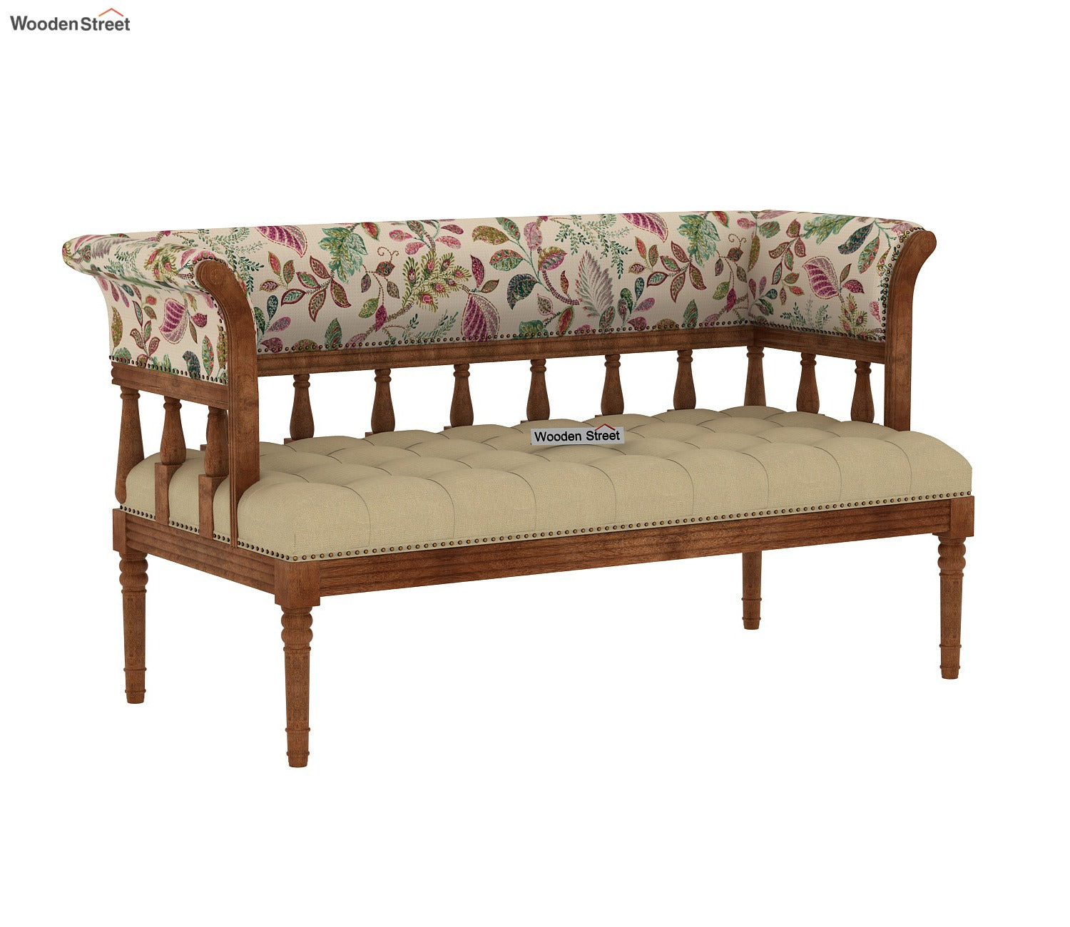 Reyes Bench With Back Rest (Cotton, Rosy Leaf)