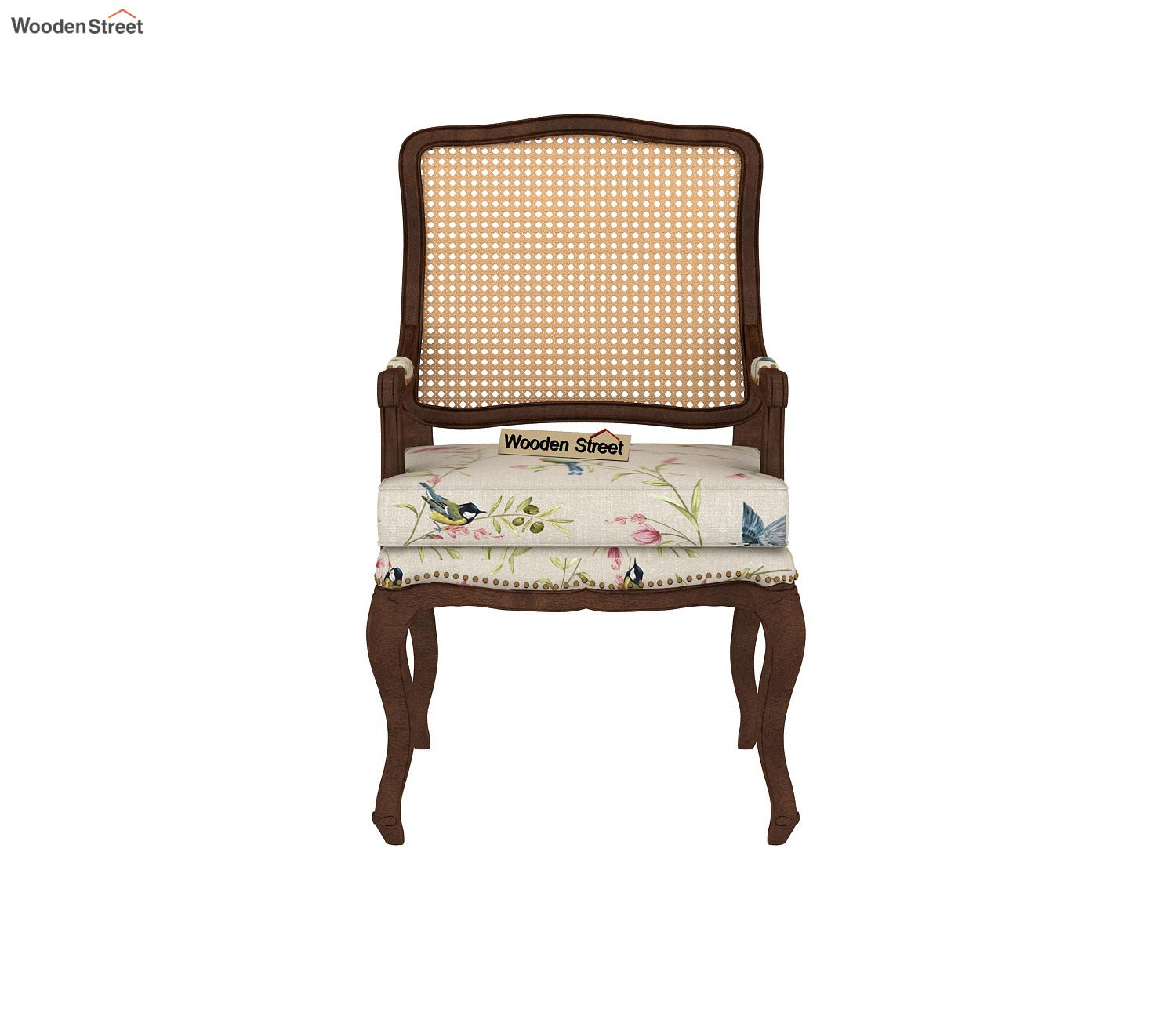 Kelvin Cane Arm Chair with Backrest (Cotton, Cream Robins)
