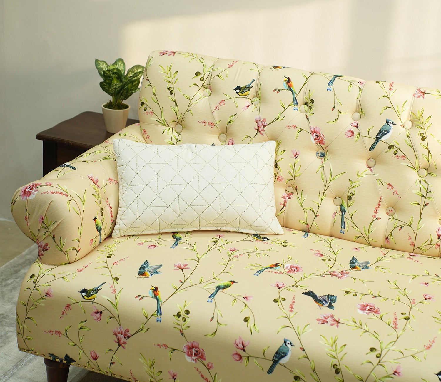 Parker 3 Seater Sofa (Cotton, Cream Robins)