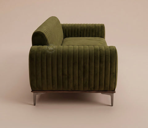 Lorenz 2 Seater Sofa (Velvet, Dark Olive Green)