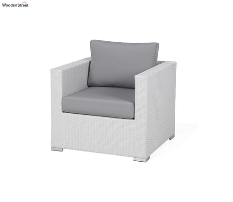 White 6 Seater Outdoor Furniture Set With Grey Cushions