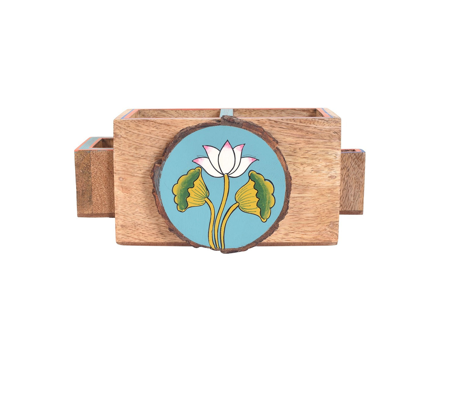 Pichhwai Iteeha Mango Wood Cutlery Holder Box