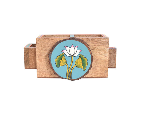 Pichhwai Iteeha Mango Wood Cutlery Holder Box