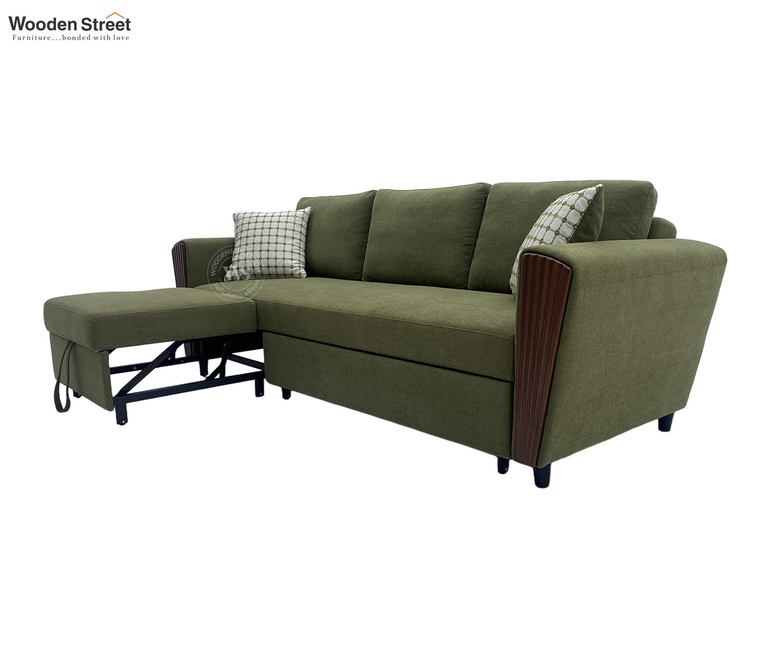 Brayden Fabric Sofa Cum Bed (Olive Green)