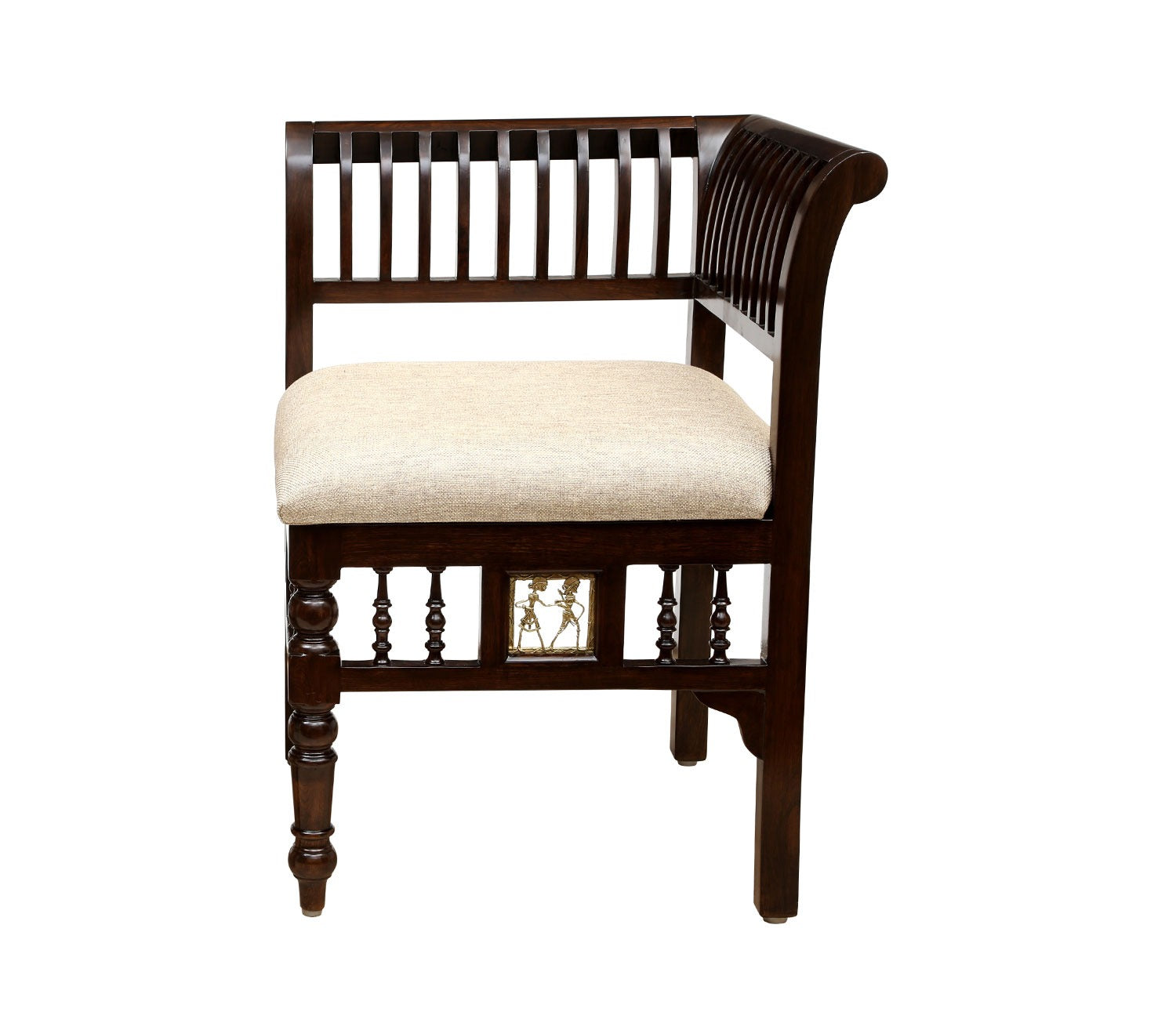 Polo Single Seater L Sofa in Striped Wood Pattern created in Teakwood with Walnut Finish