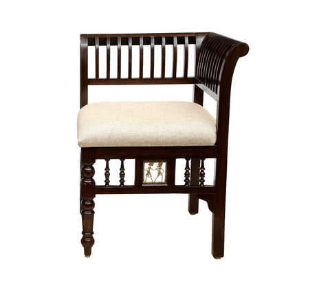 Polo Single Seater L Sofa in Striped Wood Pattern created in Teakwood with Walnut Finish