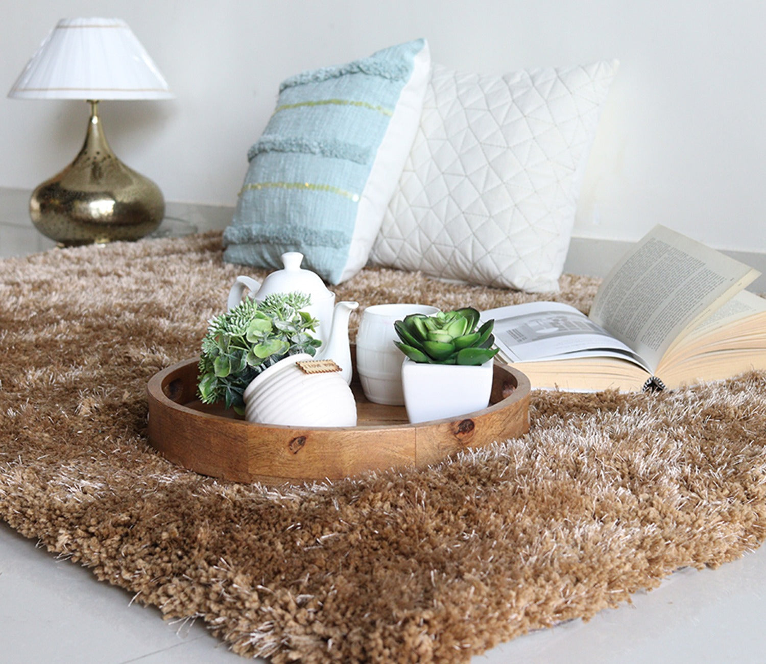 Golden Soft Shaggy Carpet - 6 x 4 Feet