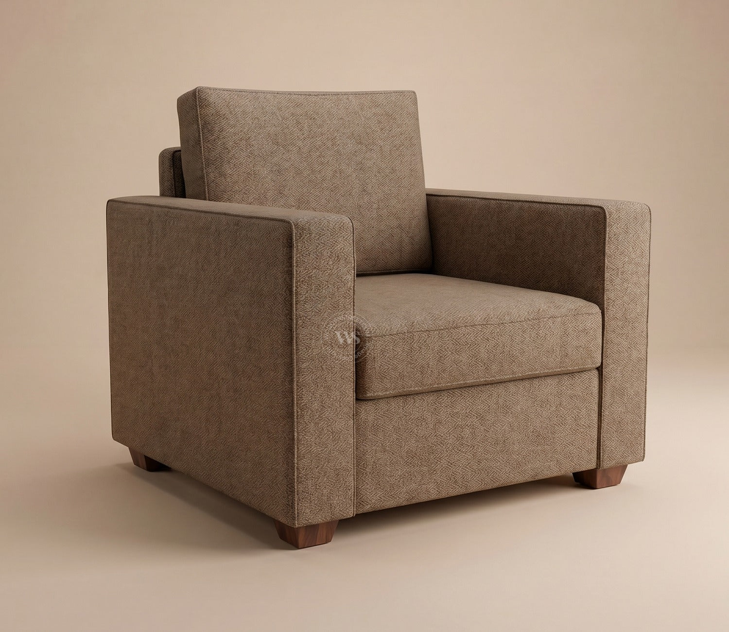 Albus One Seater Fabric Sofa (Sand Brown)