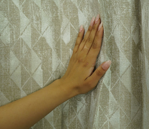 Diamond Cut 1 Piece Blackout Curtain (Beige, 7 Feet)