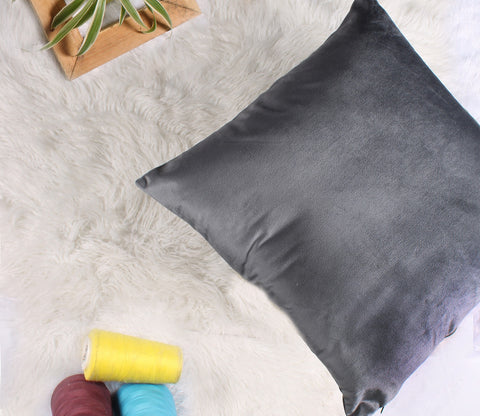 Cupid Velvet Cushion Cover - Pack of 1 (18 x 18 inch, Graphite Grey)