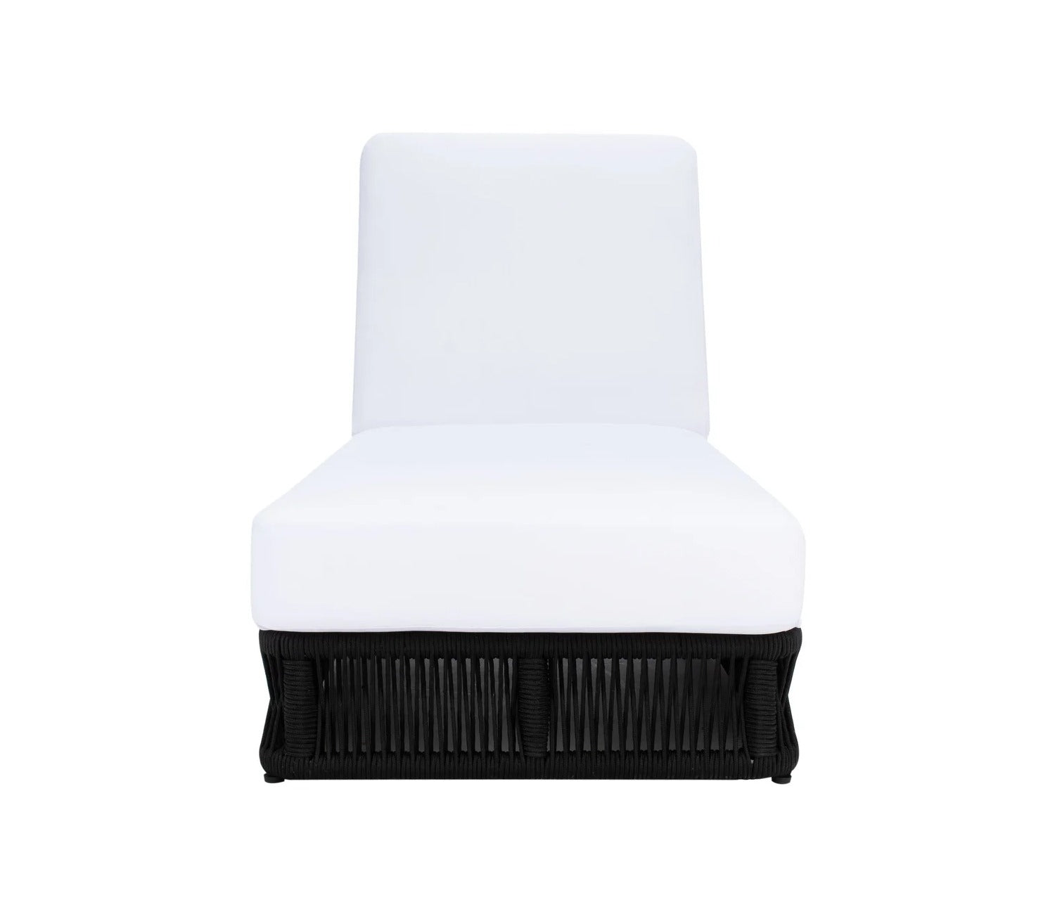 Black Rope Outdoor Patio Lounger With Off White Cushions