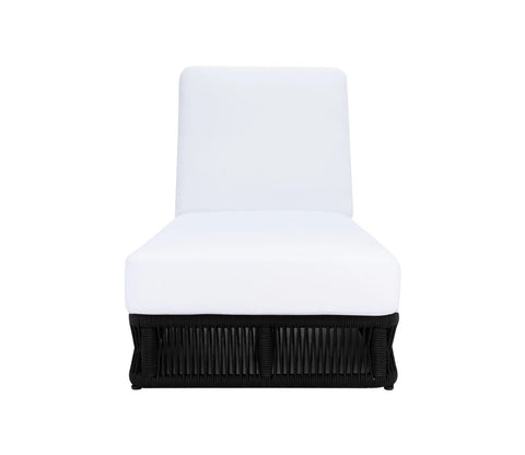 Black Rope Outdoor Patio Lounger With Off White Cushions