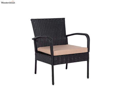 Dark Brown 2 Seater Outdoor Furniture Set With Cream Cushions