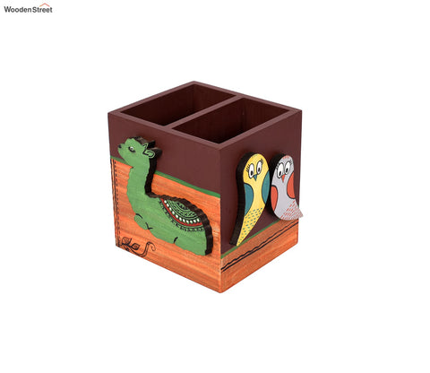 Tribal Art Apalca Motif Wooden Handcrafted Pen Stand