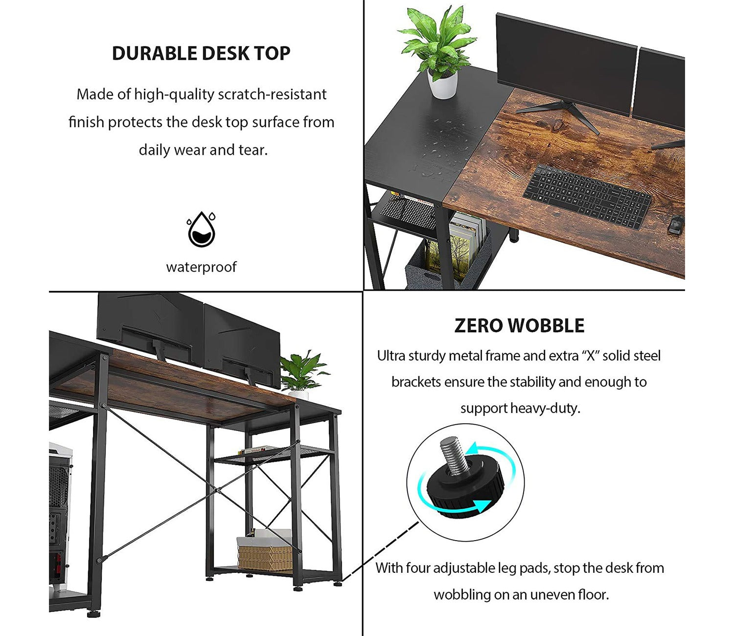 Orion Computer Table 59" with CPU Compartment (Black, M)