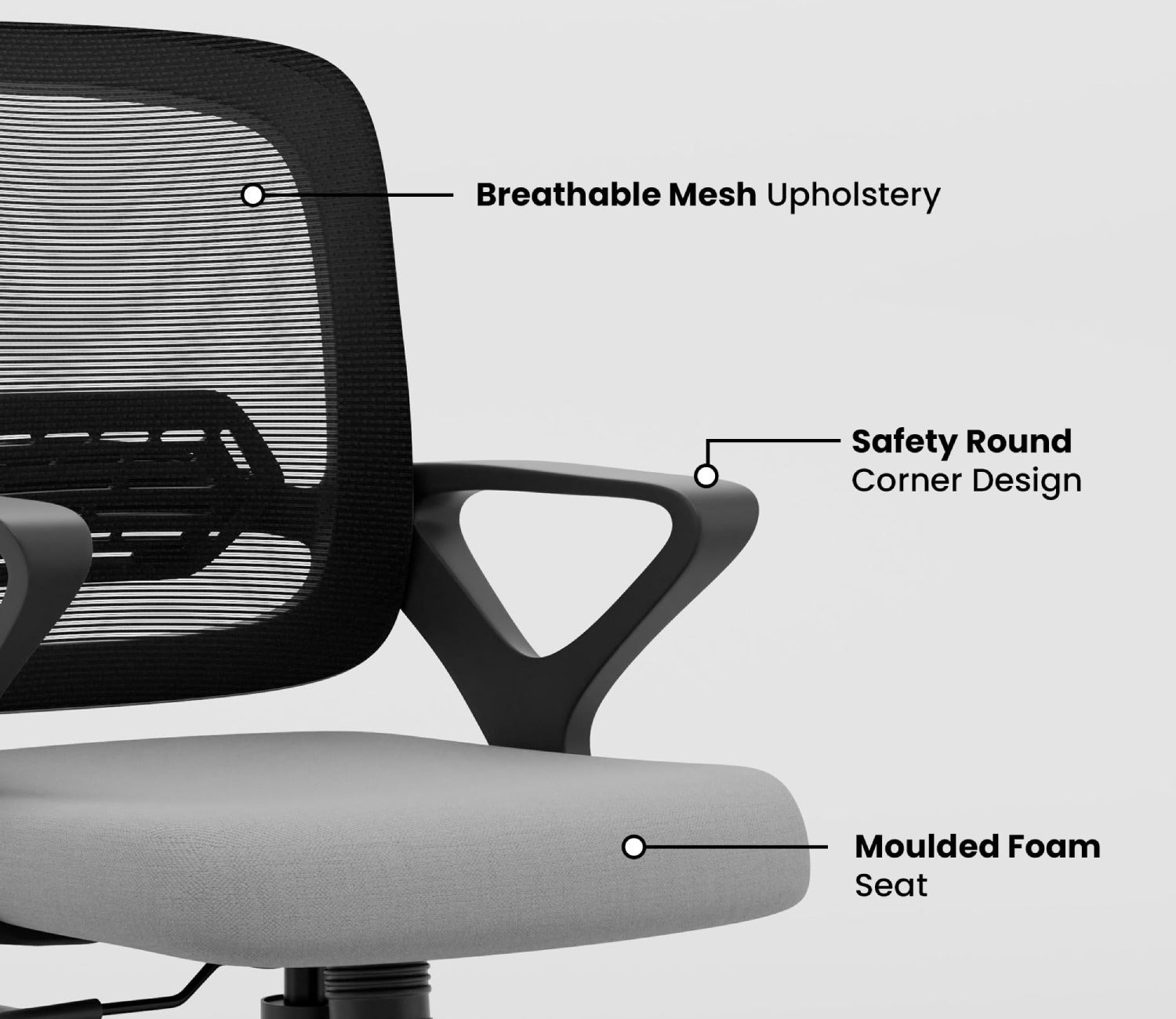 Pebble Mid Back Ergonomic Office Chair (Grey)
