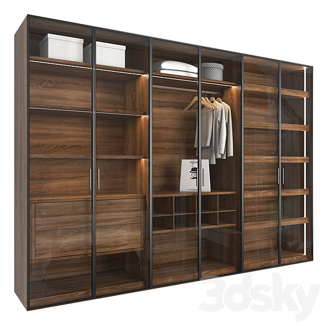 Trueliving 5 Cabinet Open Designer wardrobes Laminated Finish & PU Finish with Drawers 8Ft *2Ft *9Ft -2438.4MM X 609MM X 2743.2MM)