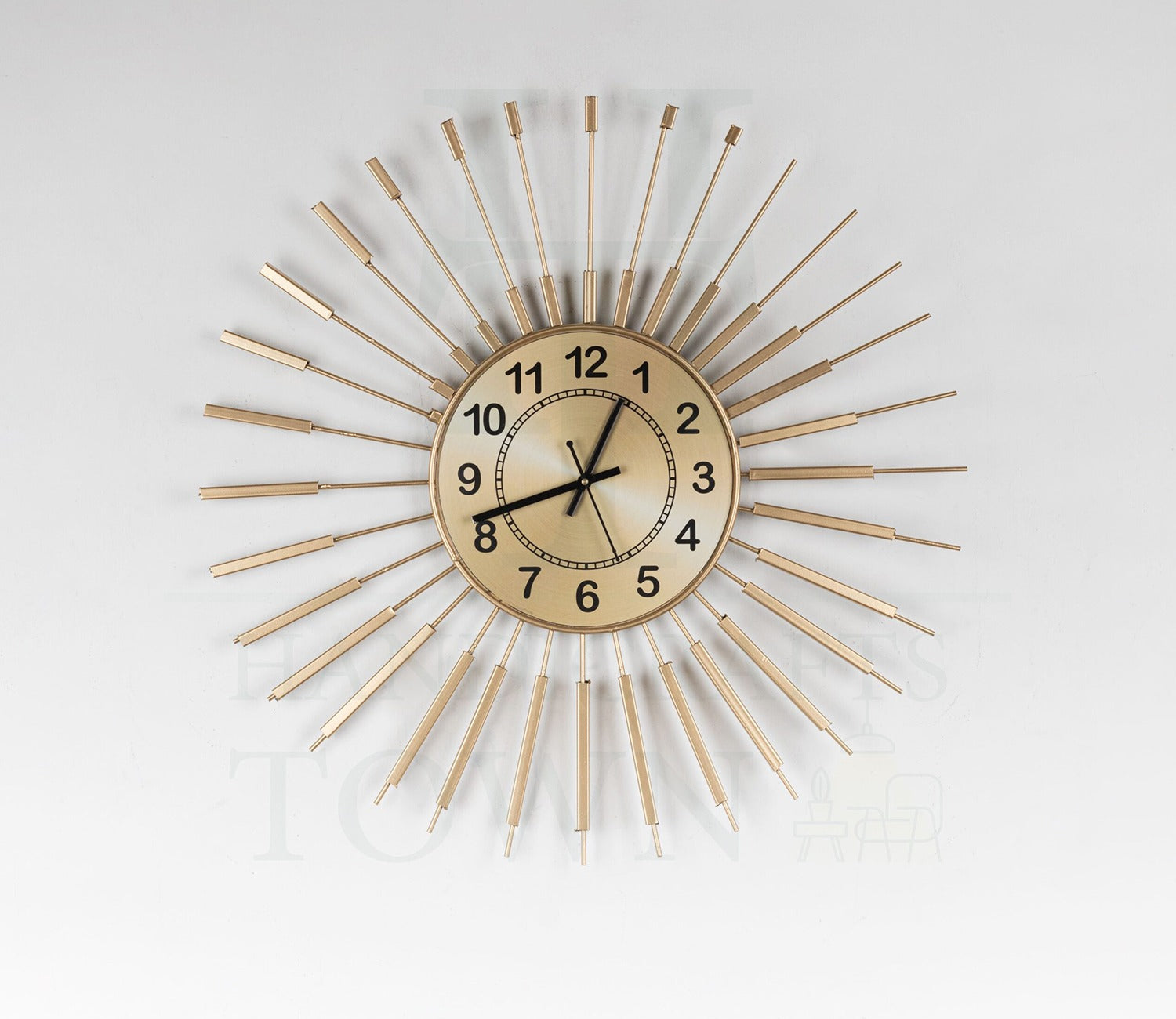 Golden Sun Metal Wall Clock