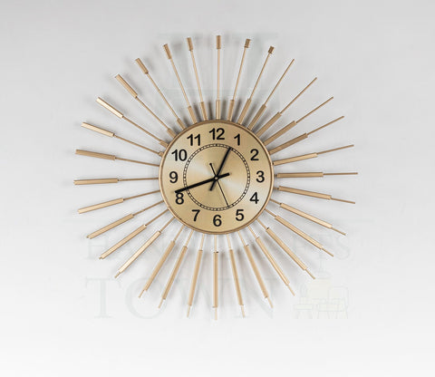 Golden Sun Metal Wall Clock