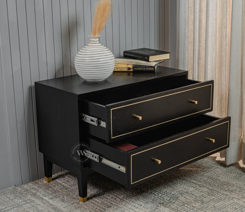 Royce Mango Wood 2 Chest of Drawers (Black Finish)
