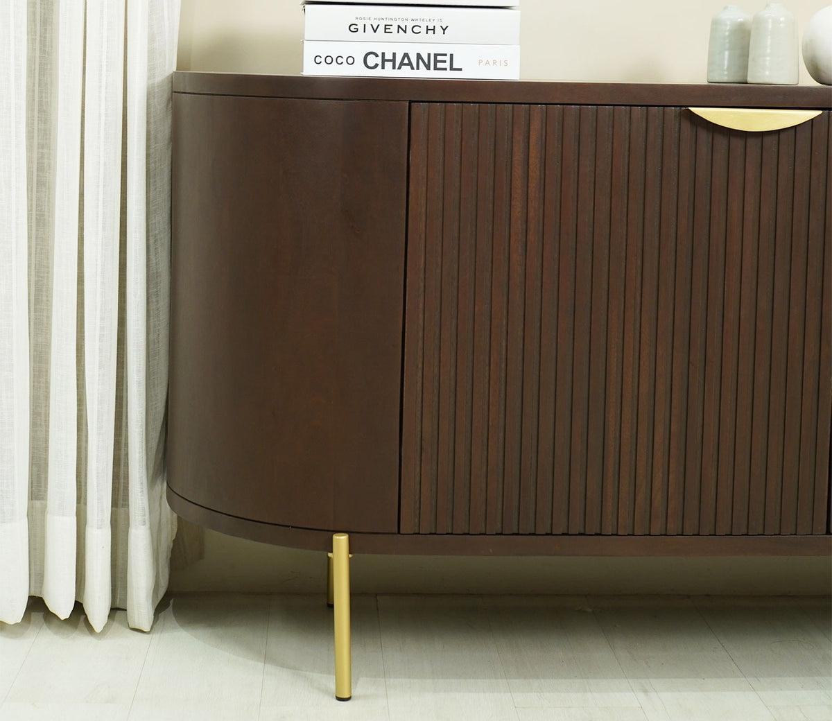 Brighton Mango Wood 2 Door Sideboard and Cabinet (Teak Finish)