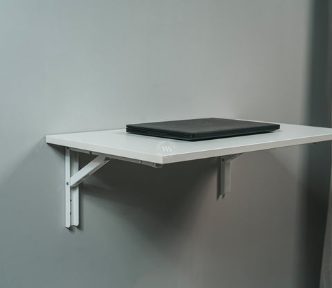 Stanko Foldable Wall Mounted Engineered Wood Study Table (Frosty White Finish)
