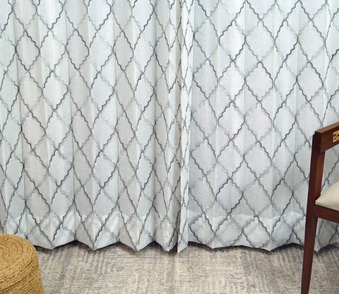 Cobalt Chain 1 Piece Sheer Curtain (Blue, 7 Feet)