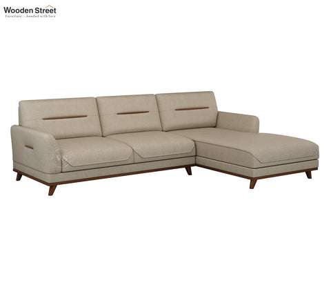 Alvaro L Shape 4 Seater Sofa with Wooden Accents (Cottage Ivory)