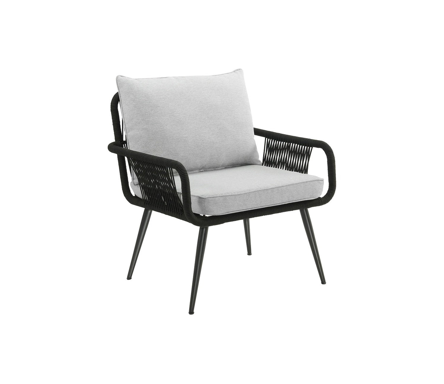 Black Rope 2 Seater Chair Set And Grey Cushions