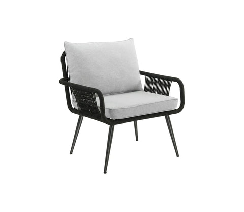Black Rope 2 Seater Chair Set And Grey Cushions
