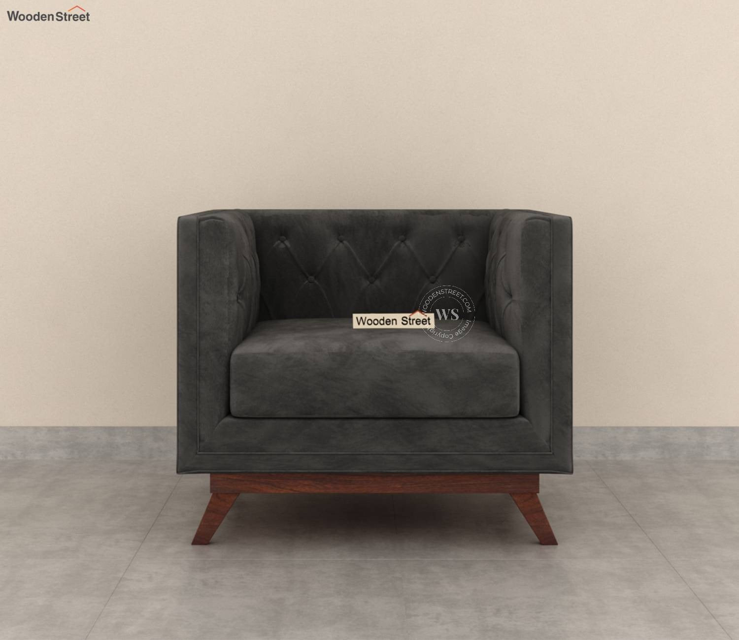 Berlin 1 Seater Sofa (Velvet, Graphite Grey)