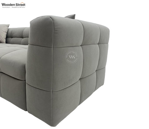 Cinnaro Modern Sofa Cum Bed with Pull Out Conversion and Tufted Design (Grey)