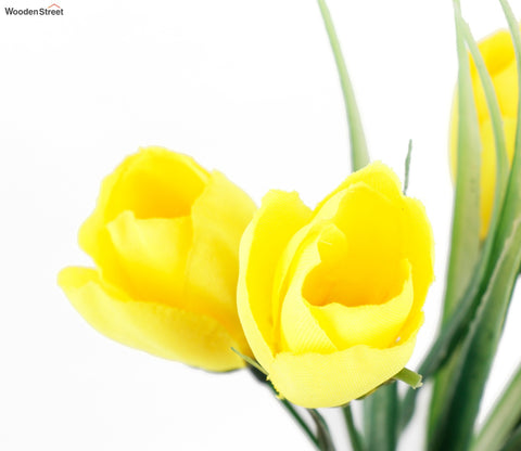 Blissful Bunch Of Roses Artificial Flower- Set Of 5 (Yellow)