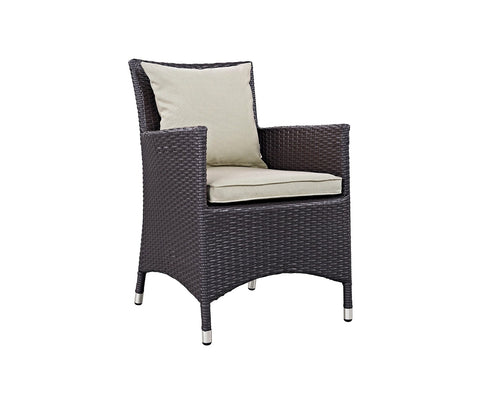 Black Rattan And Wicker Outdoor Dinning Set With Off White Cushions