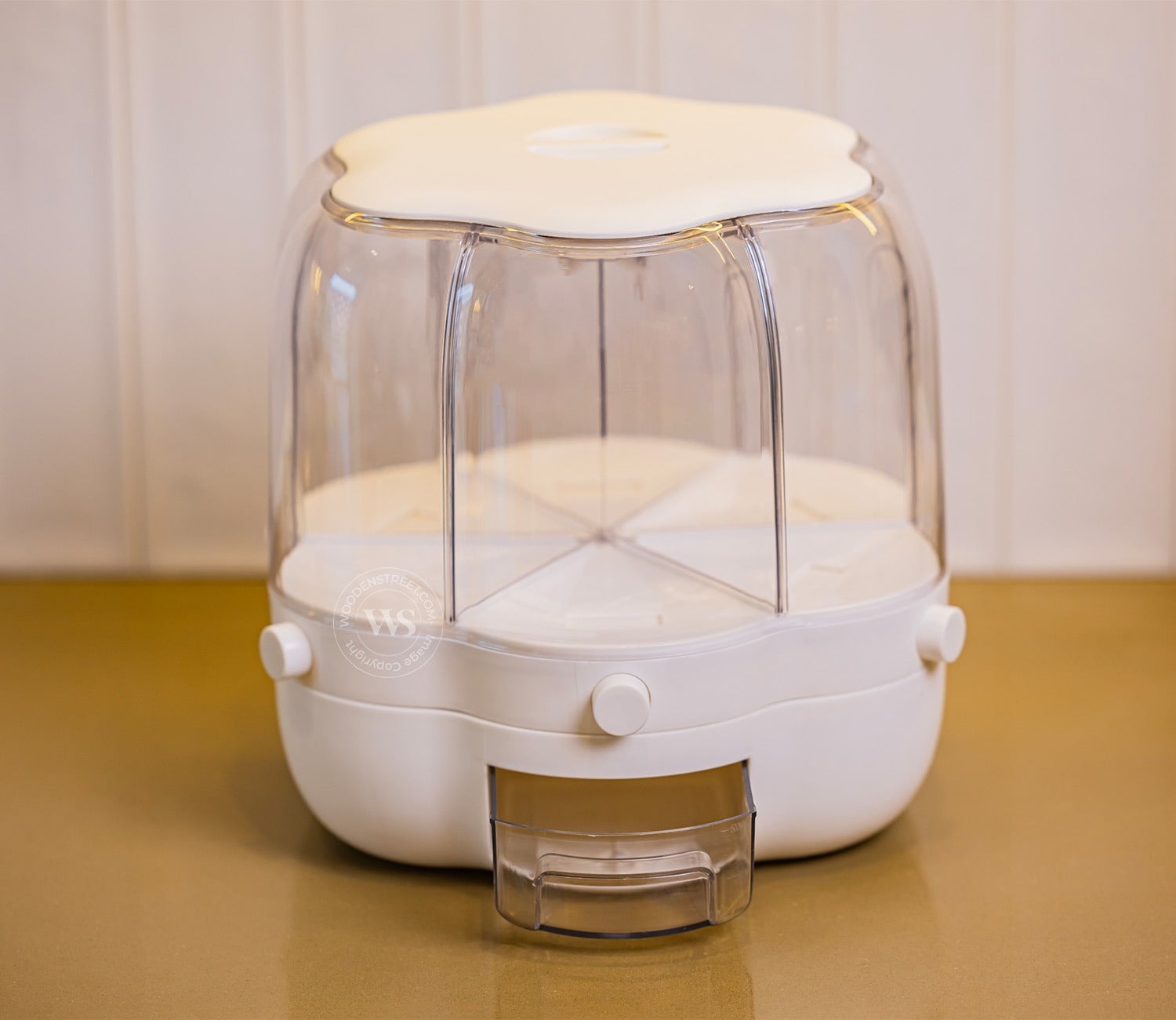 Grainery 6- Compartment All-In-One Rotating Grain Dispenser (White, Small)