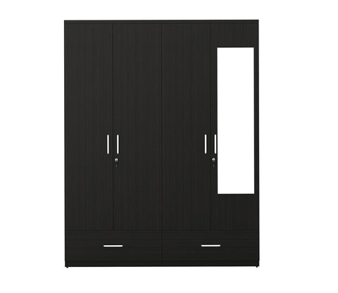 Kosmo Linden 4 Door Wardrobe with Mirror (Flowery Wenge Finish)