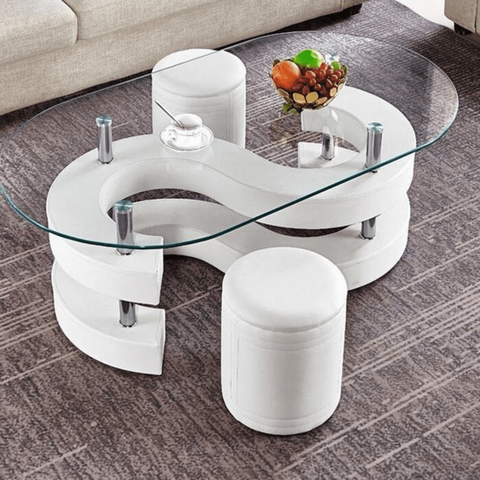 Trueliving YAS White Coffee Table Living Room H 14 x W 33 x D 33