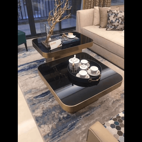 Trueliving Classy Black Coffee Table Living Room H 14 x W 33 x D 33