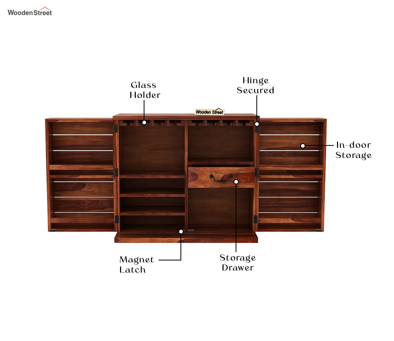 Abril Bar Cabinet (Honey Finish)