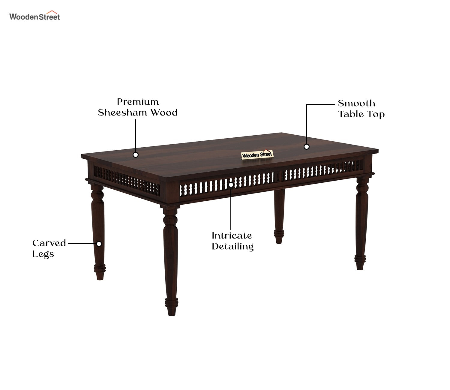 Alanis 6 Seater Dining Table (Walnut Finish)