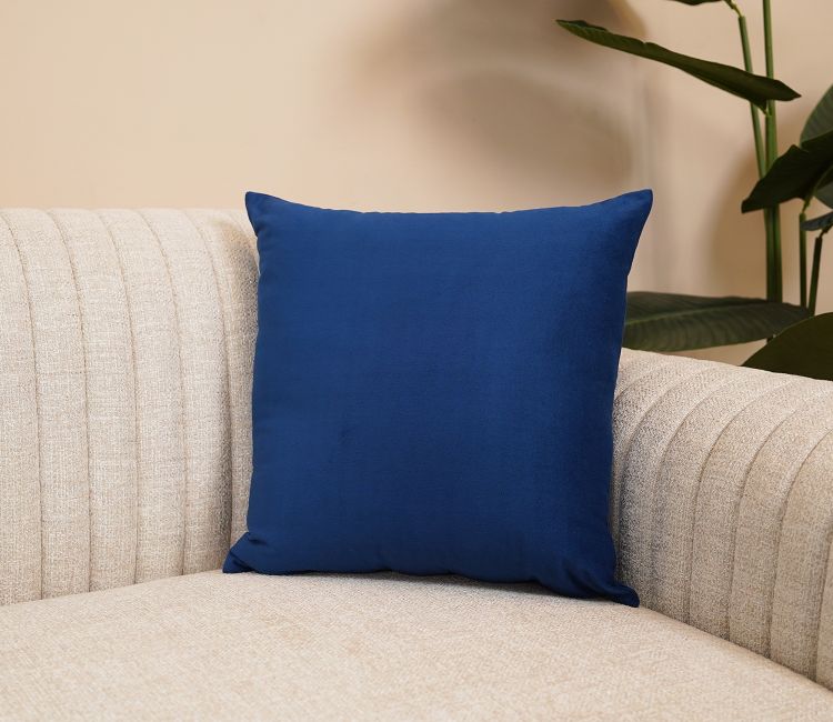 Cupid Velvet Cushion Cover - Pack of 1 (16 x 16 Inch, Indigo Blue)