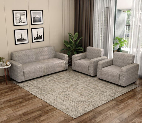 Cream Checkered Abstract Pattern 1 Seater Sofa Cover (White)