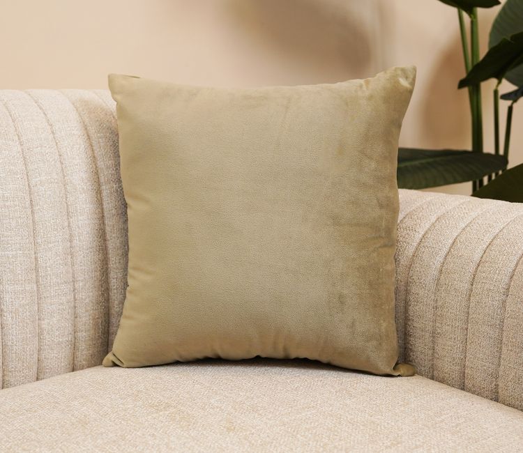 Cupid Velvet Cushion Cover - Pack of 1 (16 x 16 Inch, Pearl Beige)