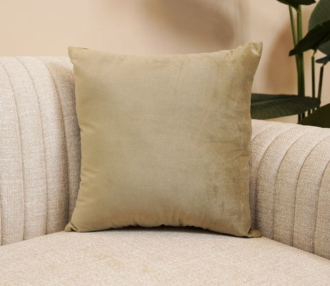 Cupid Velvet Cushion Cover - Pack of 1 (16 x 16 Inch, Pearl Beige)