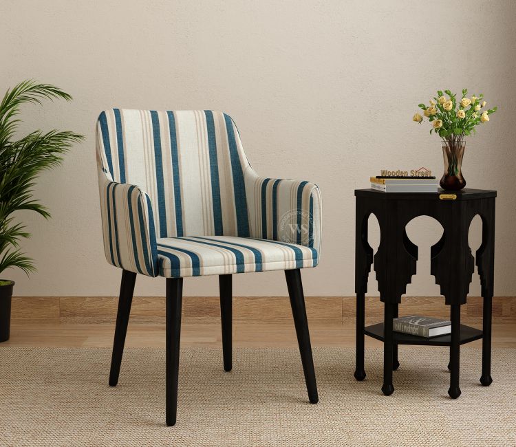 Aureya Upholstered Arm Chair (Blue Stripe)