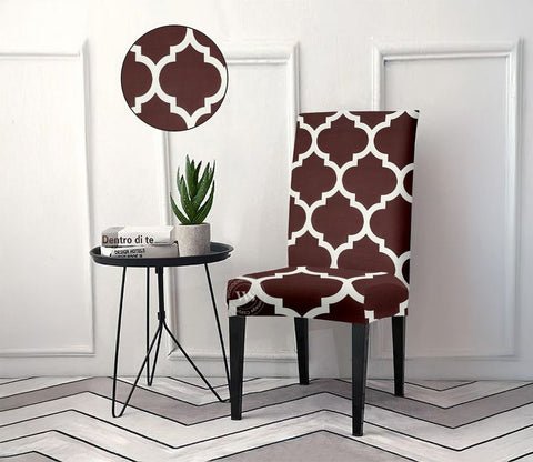 Terria Printed Polyester Spandex Chair Cover - One Piece (Brown)